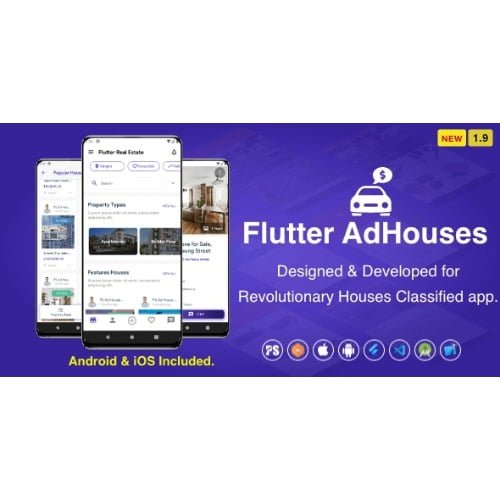 Flutter AdHouses For House Classified BuySell iOS and Android App with Chat ( 2.0 )
